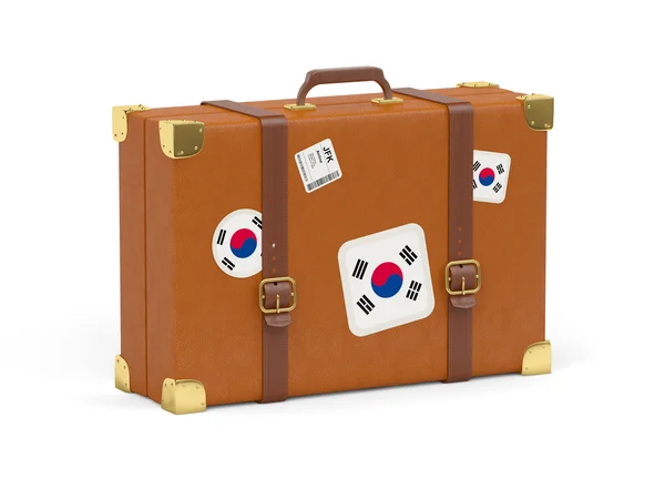 Suitcase with flag of south korea — Stock Photo, Image