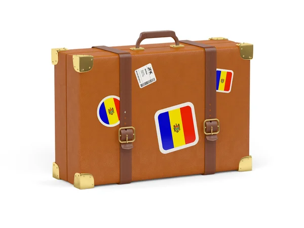 Suitcase with flag of moldova — Stock Photo, Image