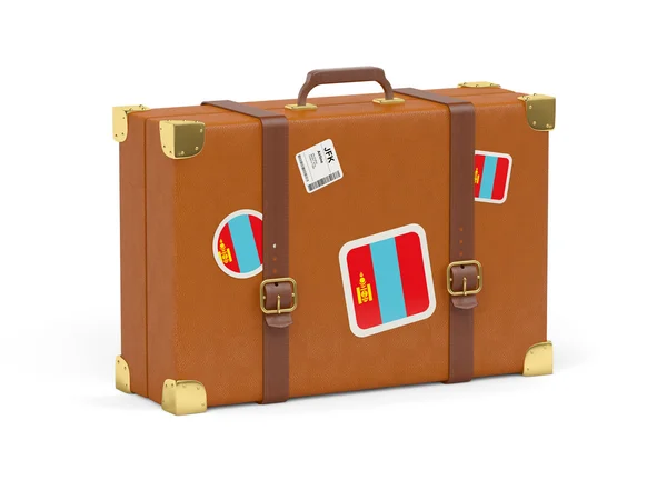 Suitcase with flag of mongolia — Stock Photo, Image