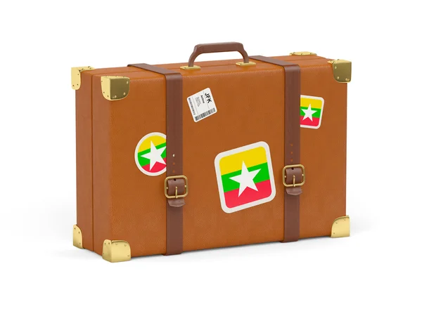ミャンマーの旗とスーツケース — ストック写真
