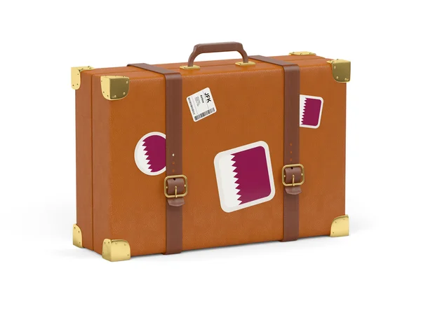 Resväska med flagga qatar — Stockfoto
