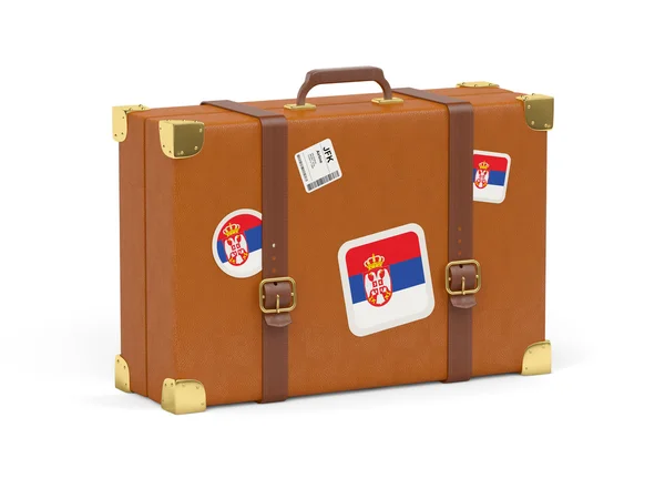 Suitcase with flag of serbia — Stock Photo, Image
