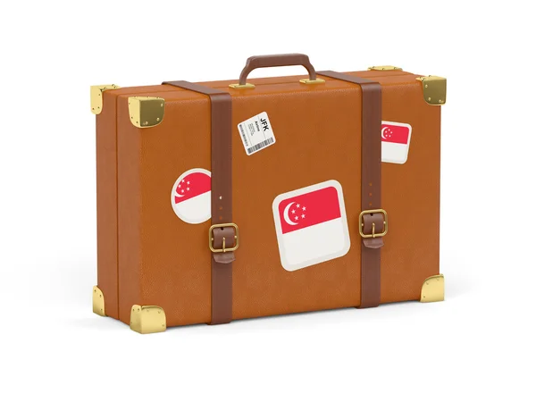 Valise avec drapeau de singapore — Photo