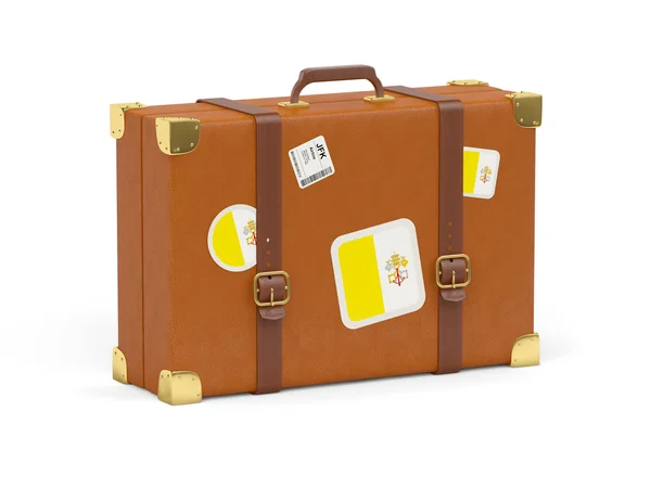 Suitcase with flag of vatican city — Stock Photo, Image
