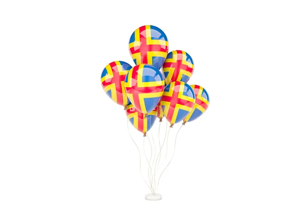Balões voadores com bandeira de e ilhas — Fotografia de Stock