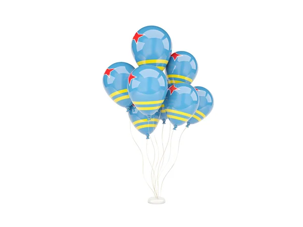 Летающие воздушные шары с флагом Арубы — стоковое фото