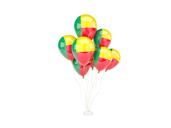 Flying balloons with flag of benin — Stock Photo, Image
