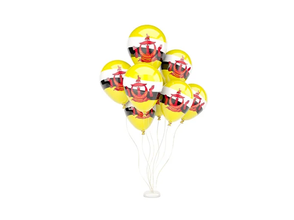 Vliegende ballons met vlag van brunei — Stockfoto