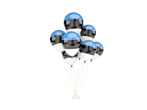 Flying balloons with flag of estonia