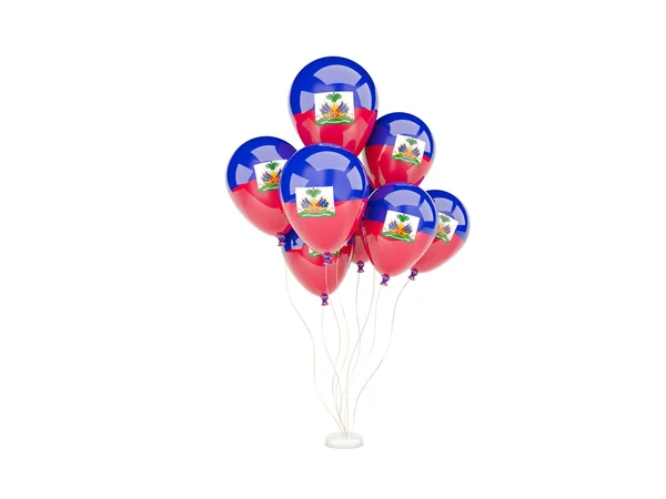 Ballons volants avec drapeau de haiti — Photo