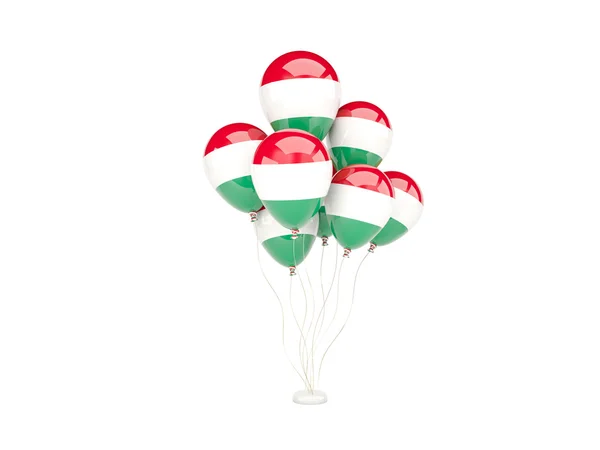 Ballons volants avec drapeau de la Hongrie — Photo