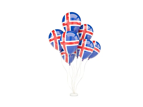 Létající balóny s vlajkou Islandu — Stock fotografie