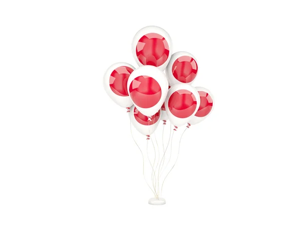 Flying balloons with flag of japan — Stock Photo, Image