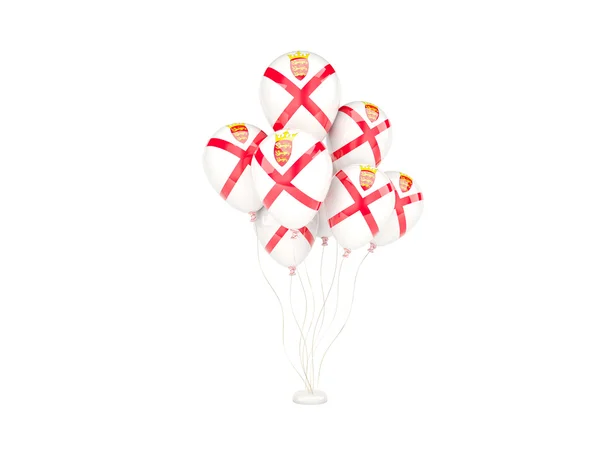 Vliegende ballons met vlag van jersey — Stockfoto
