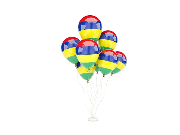 Flying balloons with flag of mauritius — Stock Photo, Image