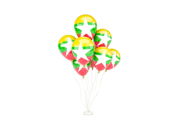 Flying balloons with flag of myanmar — Stock Photo, Image