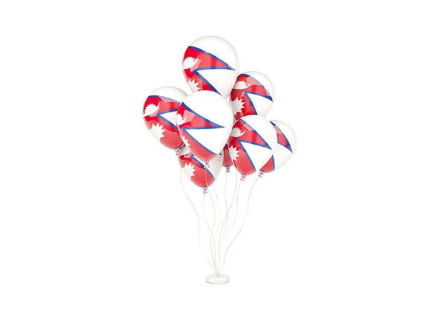 Flying balloons with flag of nepal — Stock Photo, Image