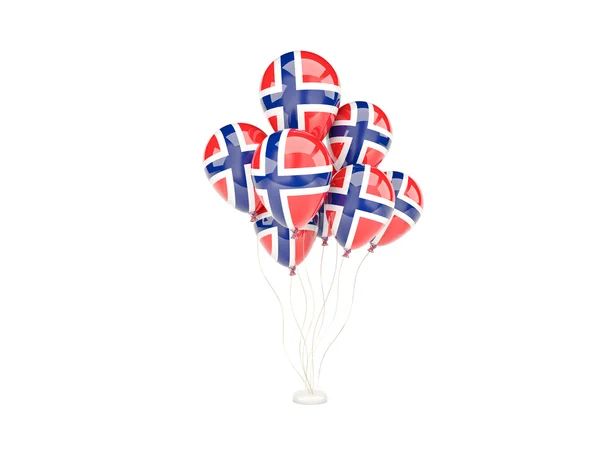 Latające balony z banderą Norwegii — Zdjęcie stockowe