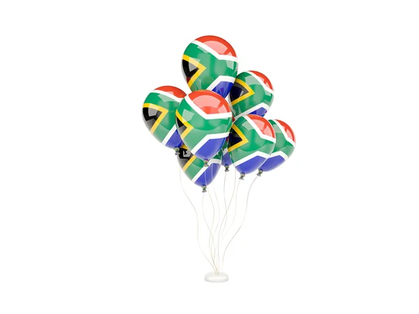 Літаючі кульки з прапором Південної Африки — стокове фото