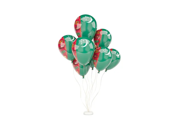 Vliegende ballons met vlag van turkmenistan — Stockfoto