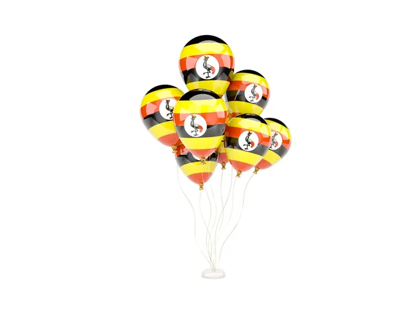 Ballons volants avec drapeau d'uganda — Photo