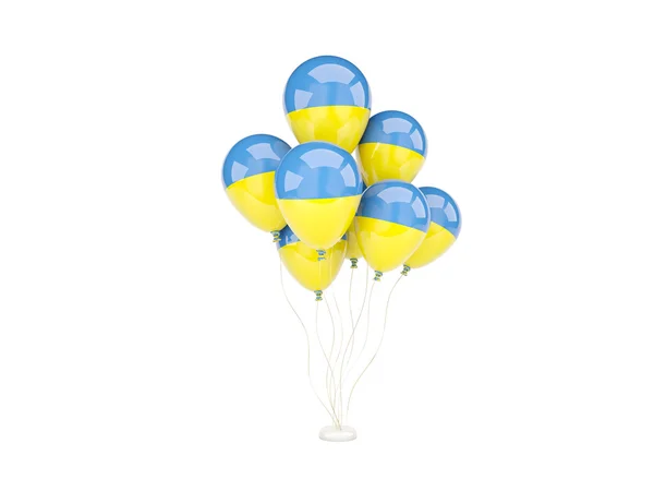 Fliegende Ballons mit der Flagge der Ukraine — Stockfoto