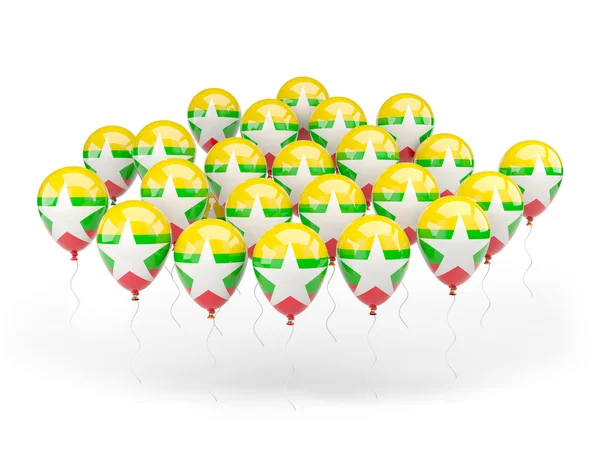Balões com bandeira de Mianmar — Fotografia de Stock