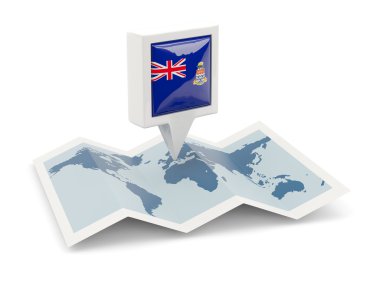 Cayman Adaları bayrağı haritası üzerindeki kare iğne
