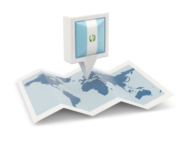 Guatemala bayrağı haritası üzerindeki kare iğne