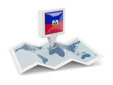 Kare iğne ile haiti bayrak harita üzerinde