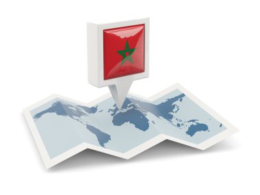 Fas Haritası üzerindeki bayrağı ile kare PIN