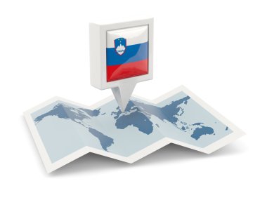 Kare iğne ile harita Slovenya bayrağı