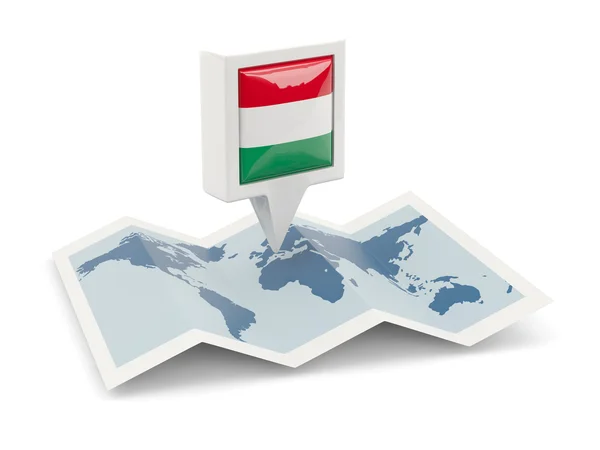 方形脚与匈牙利在地图上的标志 — 图库照片