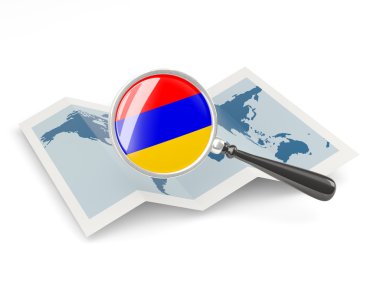 Ermenistan büyütülmüş bayrak harita