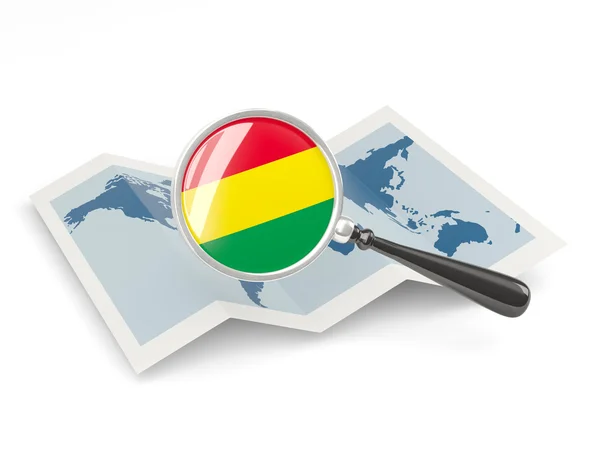 Zvětšený Bolivijská vlajka s mapou — Stock fotografie