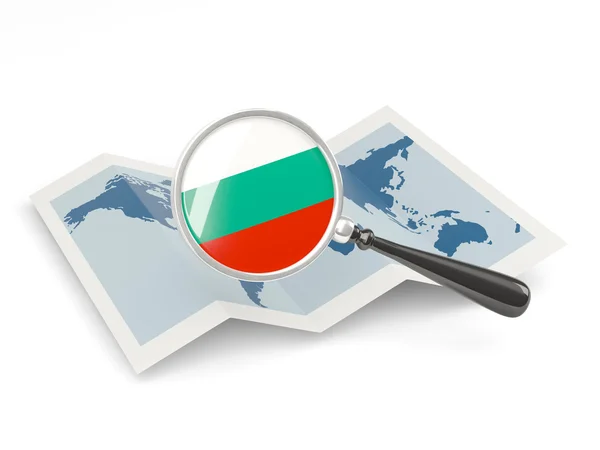 ブルガリアのマップの旗拡大 — ストック写真