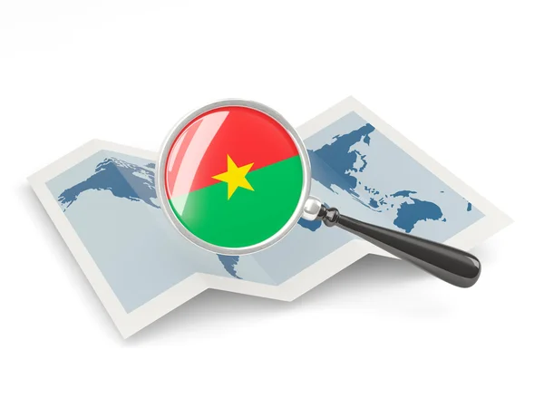 Magnified flag of burkina faso with map — Stock Photo, Image