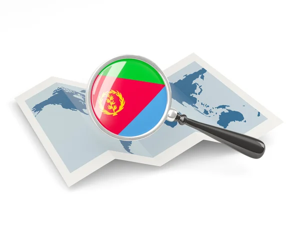 Vergrote vlag van eritrea met kaart — Stockfoto