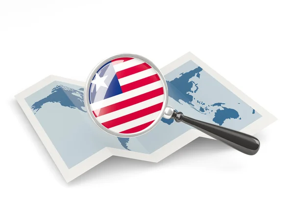 Magnified flag of liberia with map — Stock Photo, Image