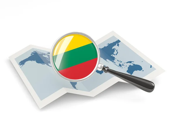 Magnified flag of lithuania with map — Stock Photo, Image