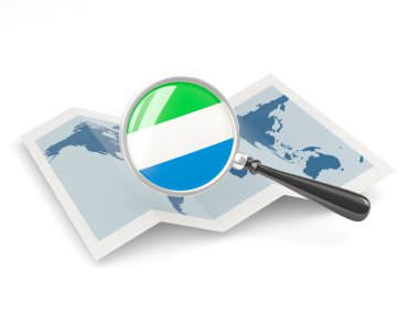 Sierra leone büyütülmüş bayrak harita