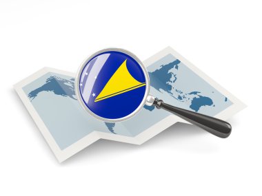 Tokelau Haritası ile büyütülmüş bayrağı