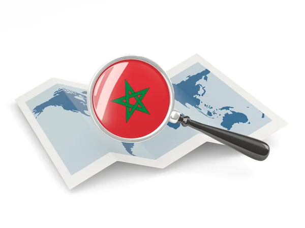 Magnified flag of morocco with map — Stock Photo, Image