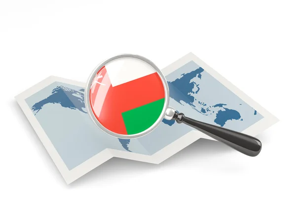 Magnificada Bandera de Omán con mapa — Foto de Stock