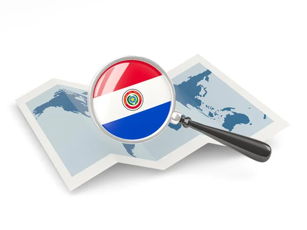 Magnified flag of paraguay with map — Stock Photo, Image