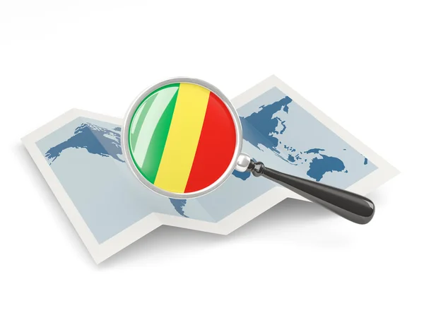 Magnified flag of republic of the congo with map — Stock Photo, Image