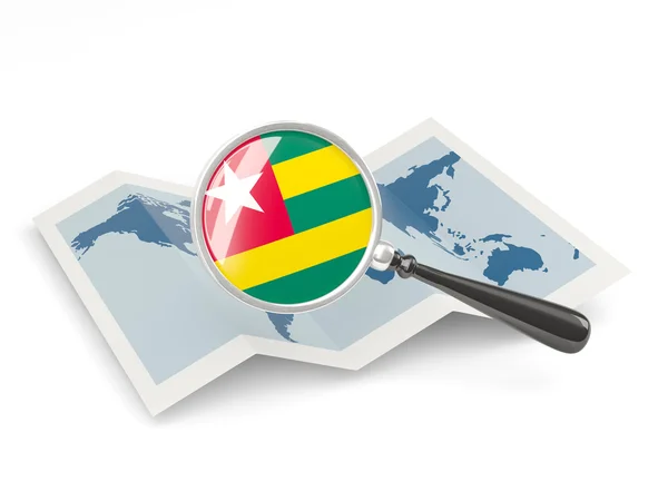 Magnified flag of togo with map — Stock Photo, Image