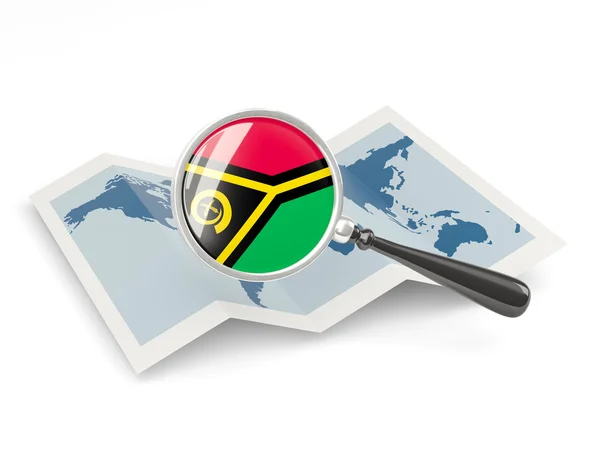 Magnified flag of vanuatu with map — Stock Photo, Image