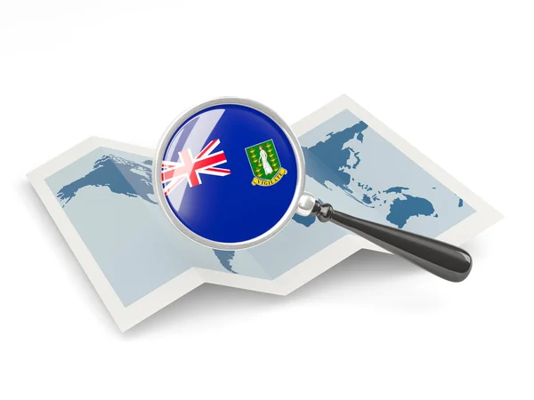 Magnified flag of british virgin islands with map — Stock Photo, Image