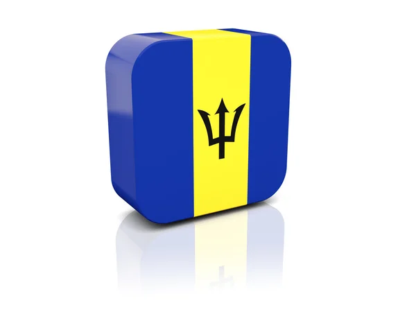 Icono cuadrado con bandera de barbados — Foto de Stock